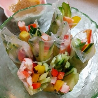 シャキシャキ夏野菜の生春巻き